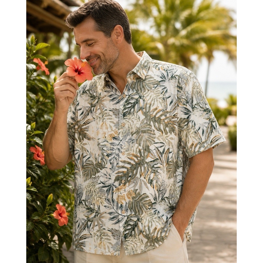 Tommy Bahama IslandZone XXL Silk COOLMAX Tropical Floral Hawaiian Shirt